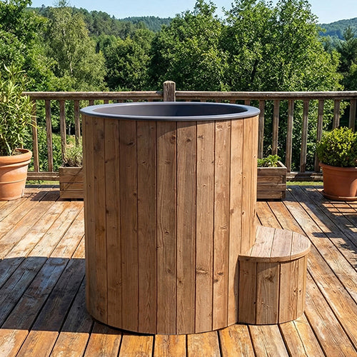 SaunaLife S1 Cold Plunge & Hot Soak Immersion Tub in Thermo-Pine