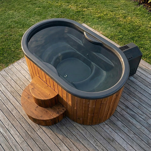 SaunaLife S2 Cold Plunge & Hot Soak Immersion Tub in Thermo-Pine