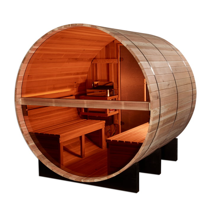 Golden Designs "Zurich" 4 Person Traditional Barrel Sauna with Windows (GDI-B024-01)