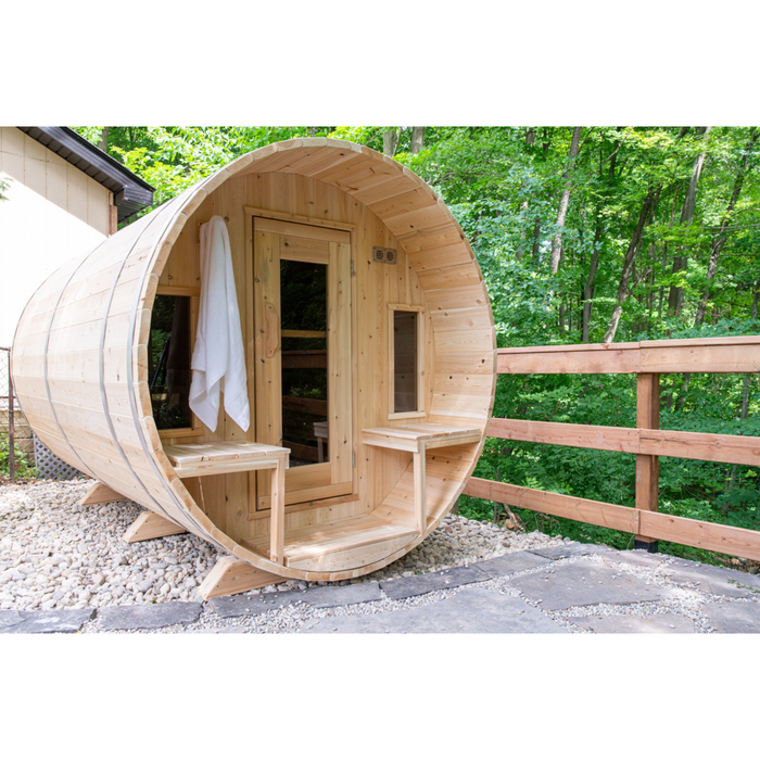 Leisurecraft Tranquility 6 Person Barrel Sauna with Porch (CTC2345E)