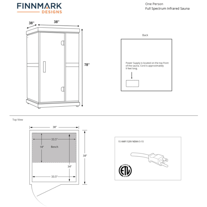 Finnmark FD-1, 1 Person Full Spectrum Infrared Sauna (FD-KN001)