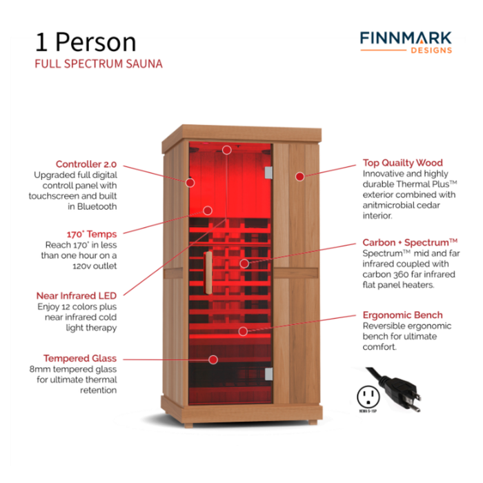 Finnmark FD-1, 1 Person Full Spectrum Infrared Sauna (FD-KN001)