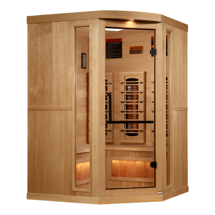 Golden Designs "Reverse Edition" 3 Person Full Spectrum Corner Sauna with Himalayan Salt Bar (GDI-8035-03)