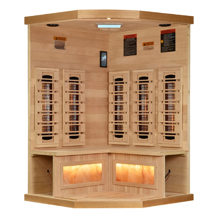 Golden Designs "Reverse Edition" 3 Person Full Spectrum Corner Sauna with Himalayan Salt Bar (GDI-8035-03)