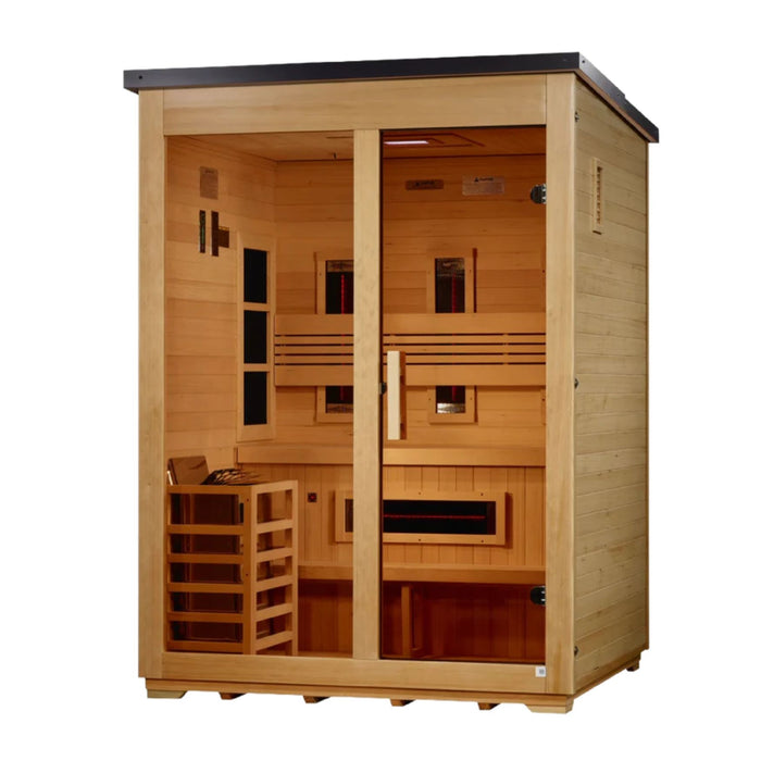 Golden Designs Carinthia 3 Person Hybrid Full Spectrum Flat Roof Outdoor Sauna