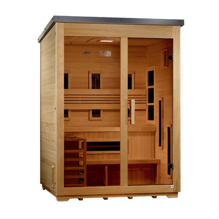 Golden Designs Carinthia 3 Person Hybrid Full Spectrum Flat Roof Outdoor Sauna