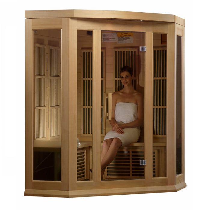 Golden Designs Maxxus 3 Person Near Zero EMF FAR IR Corner Sauna
