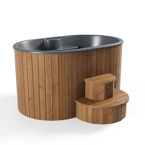 SaunaLife S2 Cold Plunge & Hot Soak Immersion Tub in Thermo-Pine