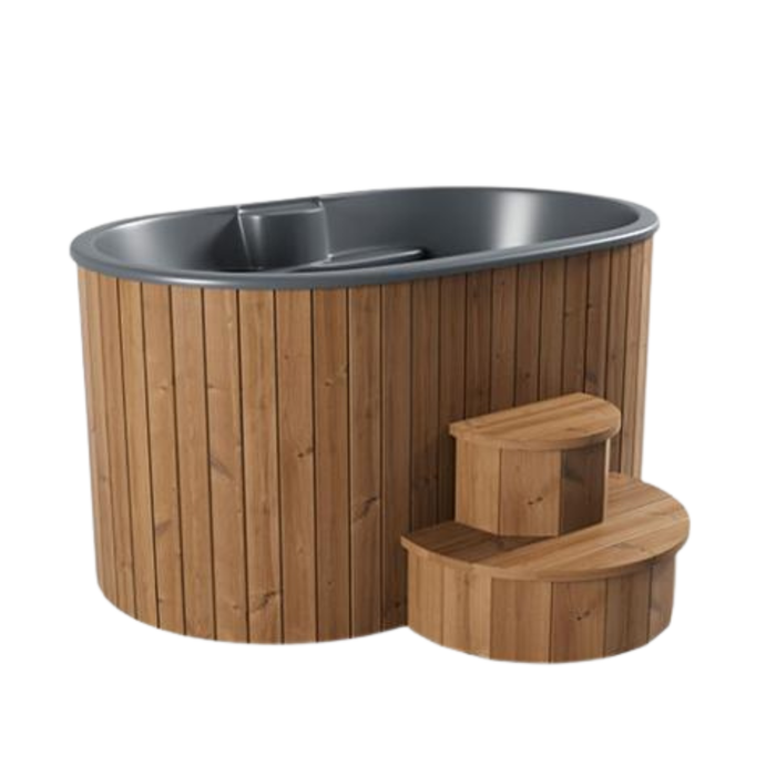 SaunaLife S2 Cold Plunge & Hot Soak Immersion Tub in Thermo-Pine