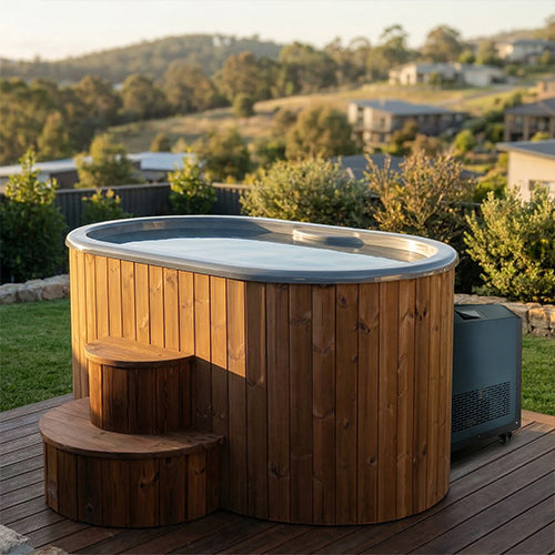 SaunaLife S2 Cold Plunge & Hot Soak Immersion Tub in Thermo-Pine