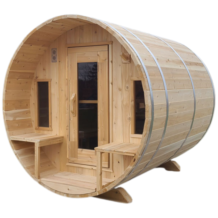 Leisurecraft Tranquility 6 Person Barrel Sauna with Front Porch
